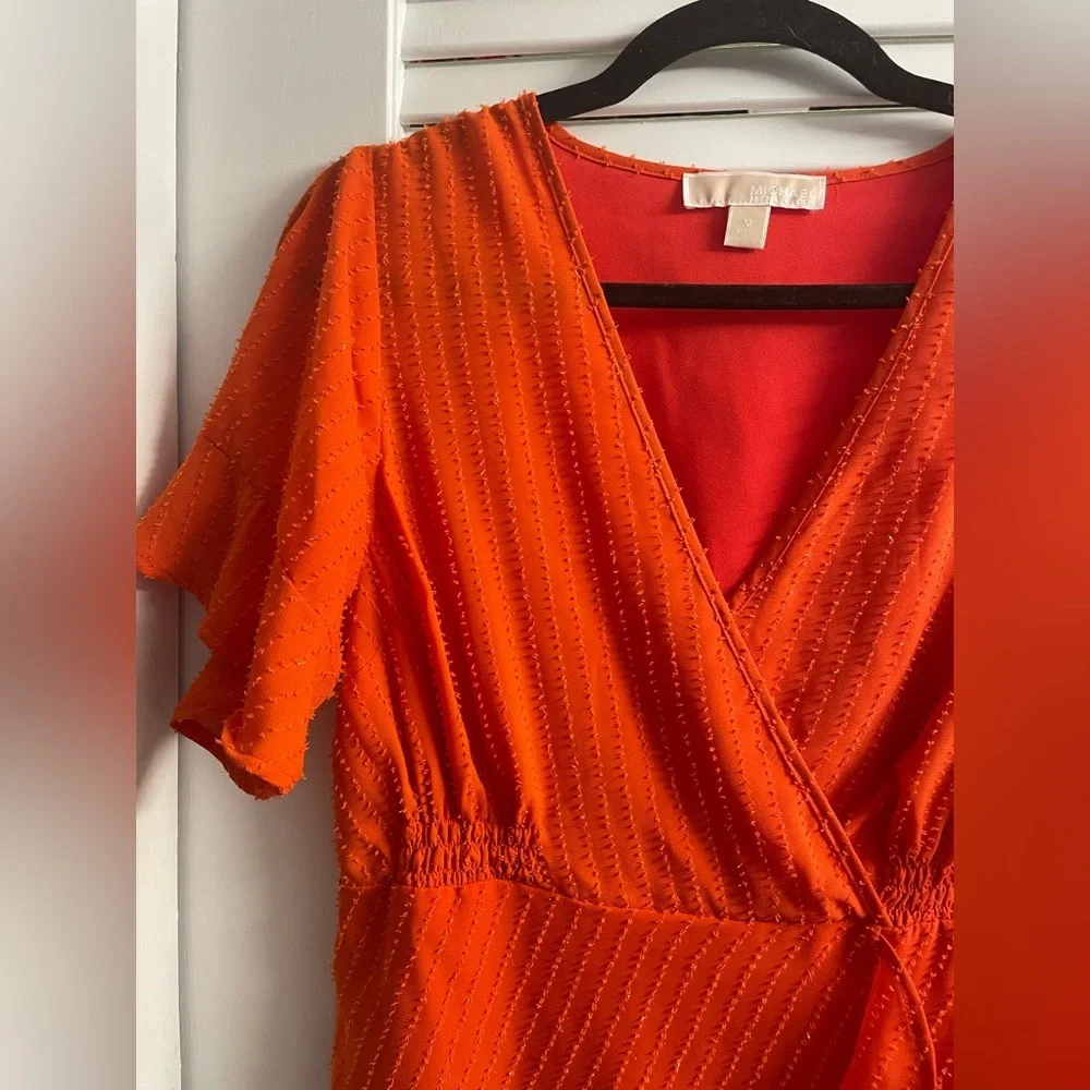 Michael by Michael Kors Faux Wrap Minidress in Optic Orange Size M. Like new! - Picture 3 of 5